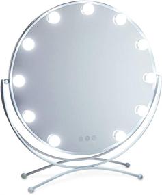 img 4 attached to GeekHouse Hollywood Style Lighted Vanity Mirror for Makeup Tabletops - Large Round Cosmetic Mirror with 11 x 3W Super Bright Dimmable Touch Control LED Bulbs, White