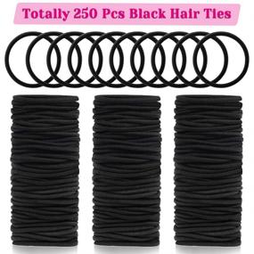 img 3 attached to 💇 Anezus 250 Pcs Small Hair Ties - Black Elastic Hair Rubber Bands for Women Girls Baby Toddlers Men with Thick Straight Curly Hair, 3mm - Accessories & Ponytail Holders