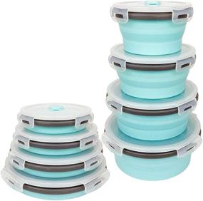 img 4 attached to 🥣 Convenient and Versatile CARTINTS Blue Collapsible Silicone Bowls with Airtight Lids - Set of 4