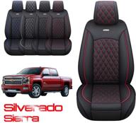 chevy chevrolet silverado gmc sierra 2 front seat covers pickup custom fit 2007-2022 1500 2500hd 3500hd crew double extended cab waterproof leather seat protectors(2 pcs front logo