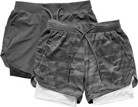 img 3 attached to Gym Workout Shorts for Men - 2 in 1 Athletic Running Shorts with Phone Pocket - LIVE GREAT