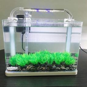 img 1 attached to 🐠 Enhance Your Aquarium with 20pcs Small Size/1inch Tall Plastic Artificial Plant Goldfish Waterscape Fish Hides Mini Grass Set (Green-C)