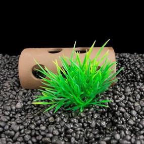 img 2 attached to 🐠 Enhance Your Aquarium with 20pcs Small Size/1inch Tall Plastic Artificial Plant Goldfish Waterscape Fish Hides Mini Grass Set (Green-C)