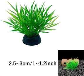 img 3 attached to 🐠 Enhance Your Aquarium with 20pcs Small Size/1inch Tall Plastic Artificial Plant Goldfish Waterscape Fish Hides Mini Grass Set (Green-C)