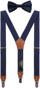 img 3 attached to Набор подтяжек для мальчиков с регулируемыми бретелями и галстуком с прочными зажимами - DEOBOX.