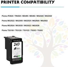 img 2 attached to 🖨️ Kingjet Remanufactured 243 Black Ink Cartridge Replacement for Canon PG-243 PG-245XL - Compatible with Pixma TS3122 MX490 MX492 TR4522 TR4520 MG2522 MG2922 MG2520 Printer, 1 Pack