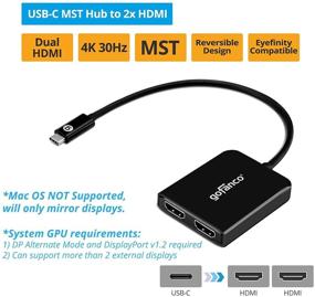 img 3 attached to 🖥️ gofanco адаптер USB-C к двум 4k HDMI MST - сплиттер - совместим с Thunderbolt 3 для ПК с Windows (требуется режим DP Alternate) - не подходит для Mac OS