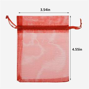 img 3 attached to Tojwi 50pcs Red+Green Organza Bags – 3.54x4.33 inches – Satin Drawstring Pouch for Wedding Party Favors, Jewelry, and Watches