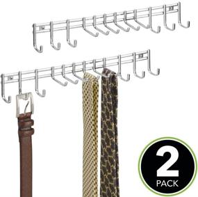 img 3 attached to 🧺 mDesign Wall Mount Metal Accessory Organizer and Storage Center - Slim Holder for Women's and Men's Ties, Belts, Scarves, Sunglasses, Watches - 12 Hooks, 2 Pack, Chrome - Includes Hardware