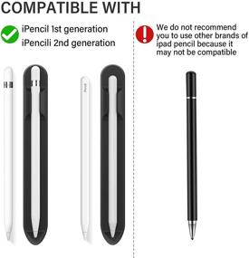 img 1 attached to 📱 Doormoon Pencil Holder for Apple iPad 2020 (8th Gen) 2019 2018/ iPad Air/ 9.7 / Pro 9.7"/ Pro 10.5"/12.9"/Pro 12.9/, Magnetic Silicone Apple Pencil 1st 2nd Gen Leather Pocket Sleeve (Black): Convenient iPad Pencil Holder with Secure Magnetic Closure