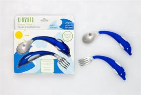 img 1 attached to 🐬 Blue Dolphin Animal Collection Fork and Spoon Cutlery Set for Children and Toddlers with Ergonomic Design. BPA Free, Nontoxic Stainless Steel. Fun and Safe Utensil for Kids.