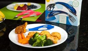 img 4 attached to 🐬 Blue Dolphin Animal Collection Fork and Spoon Cutlery Set for Children and Toddlers with Ergonomic Design. BPA Free, Nontoxic Stainless Steel. Fun and Safe Utensil for Kids.