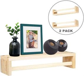 img 3 attached to Natural Wood Nursery Bookshelf Set of 2 - Floating Bookshelves for Baby, Kids' Room Décor, Kitchen Spice Rack