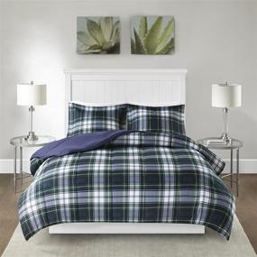 img 3 attached to 🛏️ Premium Navy Comforter Set: Madison Park Essentials Parkston Down Alternative Comforter Mini Set - Full/Queen