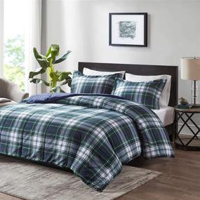 img 1 attached to 🛏️ Premium Navy Comforter Set: Madison Park Essentials Parkston Down Alternative Comforter Mini Set - Full/Queen