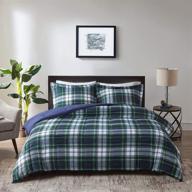 🛏️ premium navy comforter set: madison park essentials parkston down alternative comforter mini set - full/queen logo