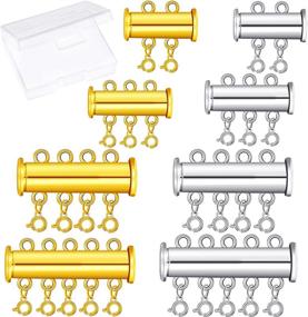 img 4 attached to Convenient and Versatile Slide Clasp Lock Necklace Connector Set with Storage Box - Ideal for Layered Bracelet and Necklace Crafts (Gold and Silver)