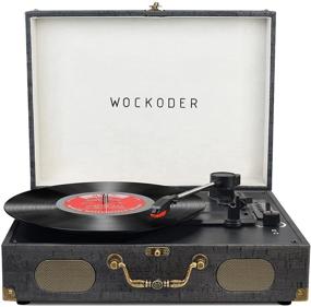 img 4 attached to Portable Wireless 3-Speed Vintage Suitcase Turntable Record Player with Built-in Speakers - Classic Vinyl Player, Black Nostalgic Record Player with Speakers