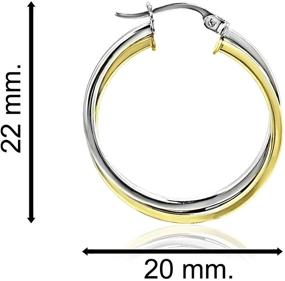 img 1 attached to Sterling Silver Interlocked Square Tube Hoop Earrings with Polished Finish, 20-25mm