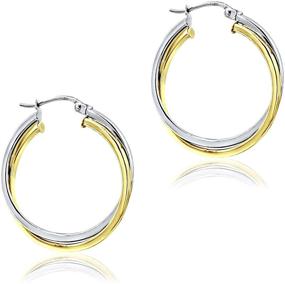 img 3 attached to Sterling Silver Interlocked Square Tube Hoop Earrings with Polished Finish, 20-25mm