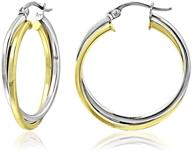 sterling silver interlocked square tube hoop earrings with polished finish, 20-25mm logo