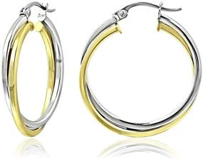 img 4 attached to Sterling Silver Interlocked Square Tube Hoop Earrings with Polished Finish, 20-25mm