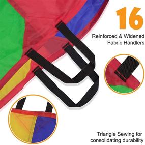 img 3 attached to 🌈 Voilamart 20-Foot Rainbow Play Parachute for Kids with 16 Handles & Zipped Carry Bag - Ideal for Outdoor Cooperative Group Activities