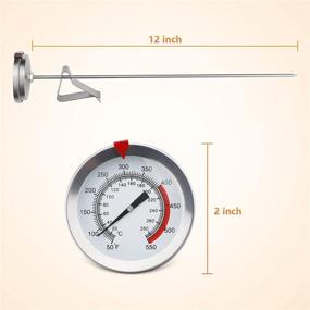 img 1 attached to 🌡️ Premium 12-Inch Waterproof Stainless Steel Kitchen Thermometer: Instant Read, Long Stem, Ideal for Deep Frying, Candy, Turkey, BBQ Grill!