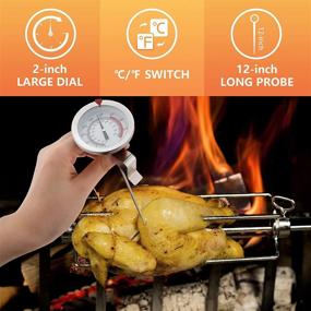 img 3 attached to 🌡️ Premium 12-Inch Waterproof Stainless Steel Kitchen Thermometer: Instant Read, Long Stem, Ideal for Deep Frying, Candy, Turkey, BBQ Grill!