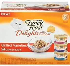 img 2 attached to 🐱 Purina Fancy Feast Угощение с Чеддером Гриль Ассортимент Корм для кошек - 24 банки, по 3 унции каждая (8 шт. курица, 8 шт. индейка, 8 шт. морской окунь)