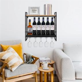 img 2 attached to Industrial 2-Tier Wall Mounted Wine Rack: Stylish Wine Glass Holder for Stemware and More