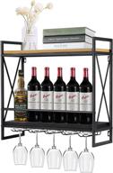 industrial 2-tier wall mounted wine rack: stylish wine glass holder for stemware and more логотип