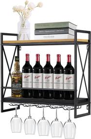 img 4 attached to Industrial 2-Tier Wall Mounted Wine Rack: Stylish Wine Glass Holder for Stemware and More