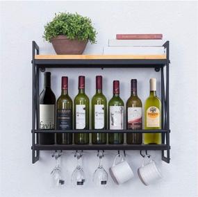 img 3 attached to Industrial 2-Tier Wall Mounted Wine Rack: Stylish Wine Glass Holder for Stemware and More