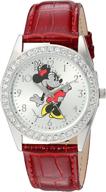 🎀 стильные часы disney minnie mouse glitz с красным кожаным ремешком - w002762 логотип