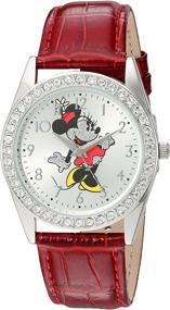 img 4 attached to 🎀 Стильные часы Disney Minnie Mouse Glitz с красным кожаным ремешком - W002762