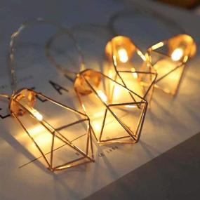 img 1 attached to 🌟 Twinkle Star 10 LED Diamond String Lights: Battery Operated, Geometric Warm White Fairy Lights, Rose Gold Metal Lamps Decor for Indoor Wedding Party Bedroom Christmas