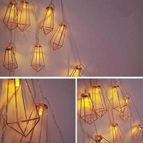 img 2 attached to 🌟 Twinkle Star 10 LED Diamond String Lights: Battery Operated, Geometric Warm White Fairy Lights, Rose Gold Metal Lamps Decor for Indoor Wedding Party Bedroom Christmas