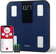 📱 smart digital body fat scale - sinocare bluetooth bathroom wireless weight scale with body composition analysis and smartphone app navy logo