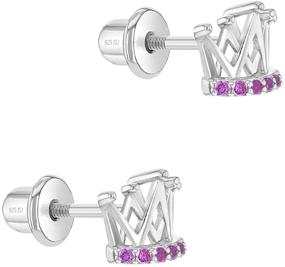 img 3 attached to 👑 925 Sterling Silver Crown Cubic Zirconia Screw Back Earrings for Little Girls - Princess Earrings Set for Toddlers, Young Girls & Pre Teens- Small Pretty Crown Studs for Little Princesses: Elegant and Safe Jewelry for Young Royalty