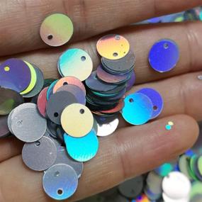 img 1 attached to 💎 8mm Silver Holographic Loose Sequins - Round Couture Sequin Paillettes for Embroidery, Bridal, Applique, Arts, Crafts, and Embellishment