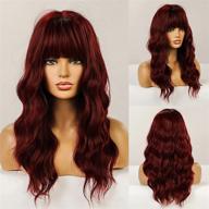 🌹 yushu red wig: vibrant long wavy wig with bangs - heat resistant, synthetic wine red wig for women - perfect for cosplay logo