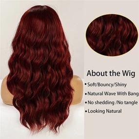 img 1 attached to 🌹 YUSHU Red Wig: Vibrant Long Wavy Wig with Bangs - Heat Resistant, Synthetic Wine Red Wig for Women - Perfect for Cosplay