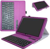 🔍 acer iconia one 10 b3-a40 wireless keyboard case - mama mouth slim stand pu leather cover with removable wireless keyboard for 10.1" acer iconia one 10 b3-a40 tablet - purple logo