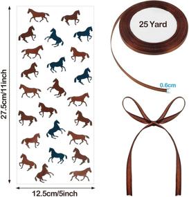 img 3 attached to Horse Racing Treat Bags - 100 Pack Animal Party Goodie Bags with Brown Ribbon. Ideal for Chocolate, Candy, Snacks, Cookies. Great Cowboy Cowgirl Horse Themed Party Supplies.