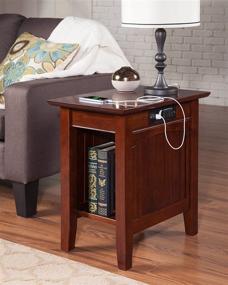 img 3 attached to Atlantic Furniture Nantucket Chair Side Table: Charging Station Included, Walnut Finish