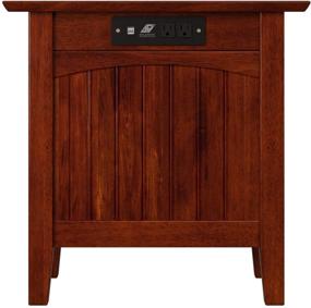 img 1 attached to Atlantic Furniture Nantucket Chair Side Table: Charging Station Included, Walnut Finish