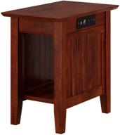 atlantic furniture nantucket chair side table: charging station included, walnut finish logo