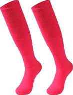 🧦 soccer socks, hapyceo unisex long tube solid team sports football baseball athletic over calf socks - available in 2, 6, or 12 pairs logo