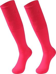 img 4 attached to 🧦 Soccer Socks, HAPYCEO Unisex Long Tube Solid Team Sports Football Baseball Athletic Over Calf Socks - Available in 2, 6, or 12 Pairs